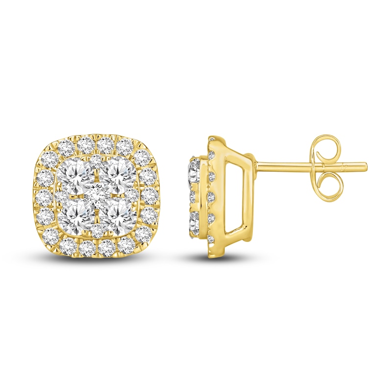 Diamond Earrings 2 ct tw Round-cut 14K Yellow Gold