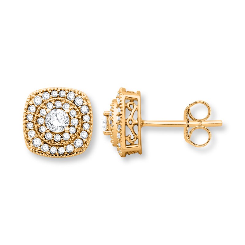 Diamond Earrings 1/2 ct tw Round-cut 10K Yellow Gold
