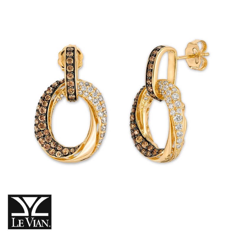 Le Vian Diamond Earrings 1-1/4 ct tw 14K Honey Gold