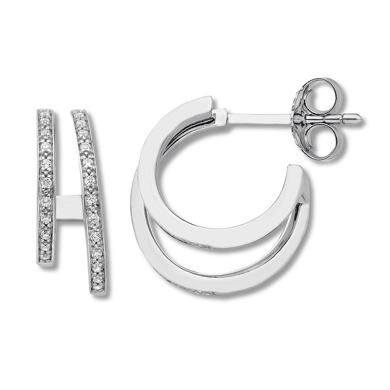 Diamond Hoop Earrings 1/6 ct tw Round-cut Sterling Silver