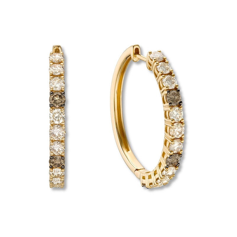 Main Image 2 of Le Vian Diamond Hoop Earrings 2 ct tw 14K Honey Gold