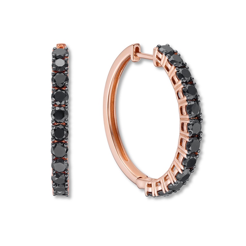 Main Image 2 of Le Vian Black Diamond Hoop Earrings 2-1/2 carat tw 14K Strawberry Gold