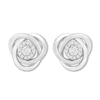 Diamond Knot Earrings 1/20 ct tw Round-cut Sterling Silver