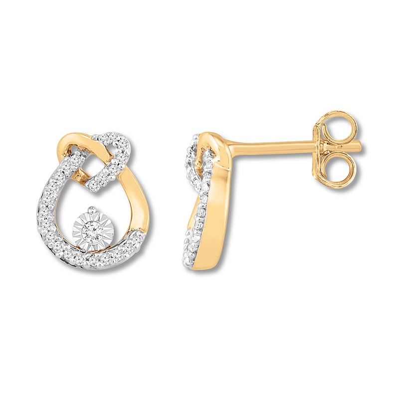 Diamond Knot Earrings 1/6 ct tw Round-cut 10K Yellow Gold