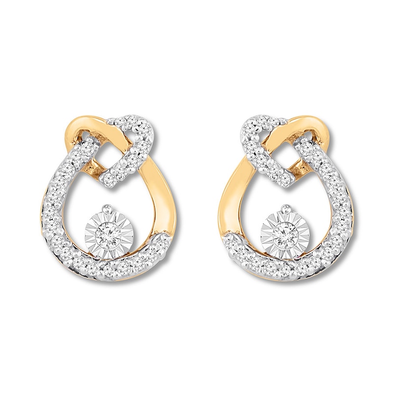 Diamond Knot Earrings 1/6 ct tw Round-cut 10K Yellow Gold