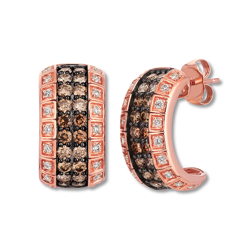 Main Image 1 of Le Vian Chocolate Diamond Hoop Earrings 1-1/2 ct tw 14K Strawberry Gold