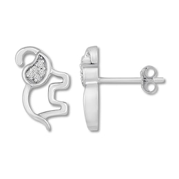Elephant Earrings Diamond Accents Sterling Silver