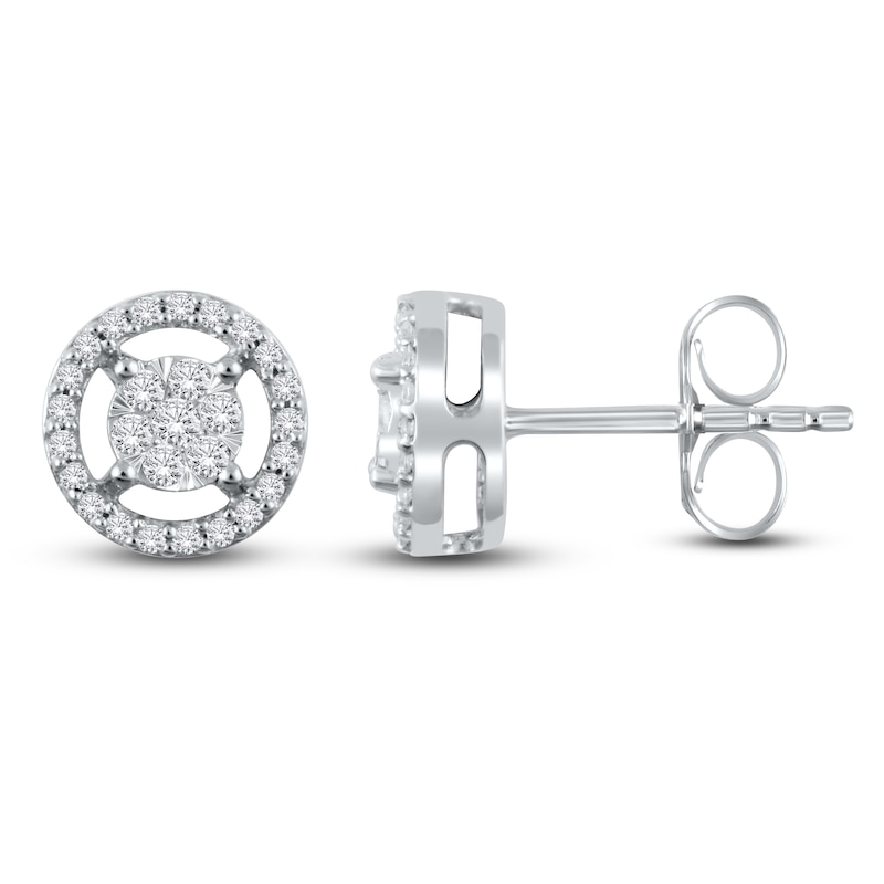 Main Image 1 of Diamond Stud Earrings 1/4 ct tw Round 10K White Gold