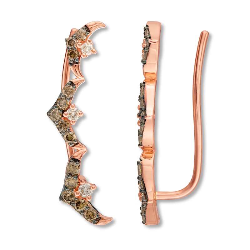 Main Image 1 of Le Vian Chocolate & Nude Diamonds 1/2 ct tw 14K Strawberry Gold Climber Earrings