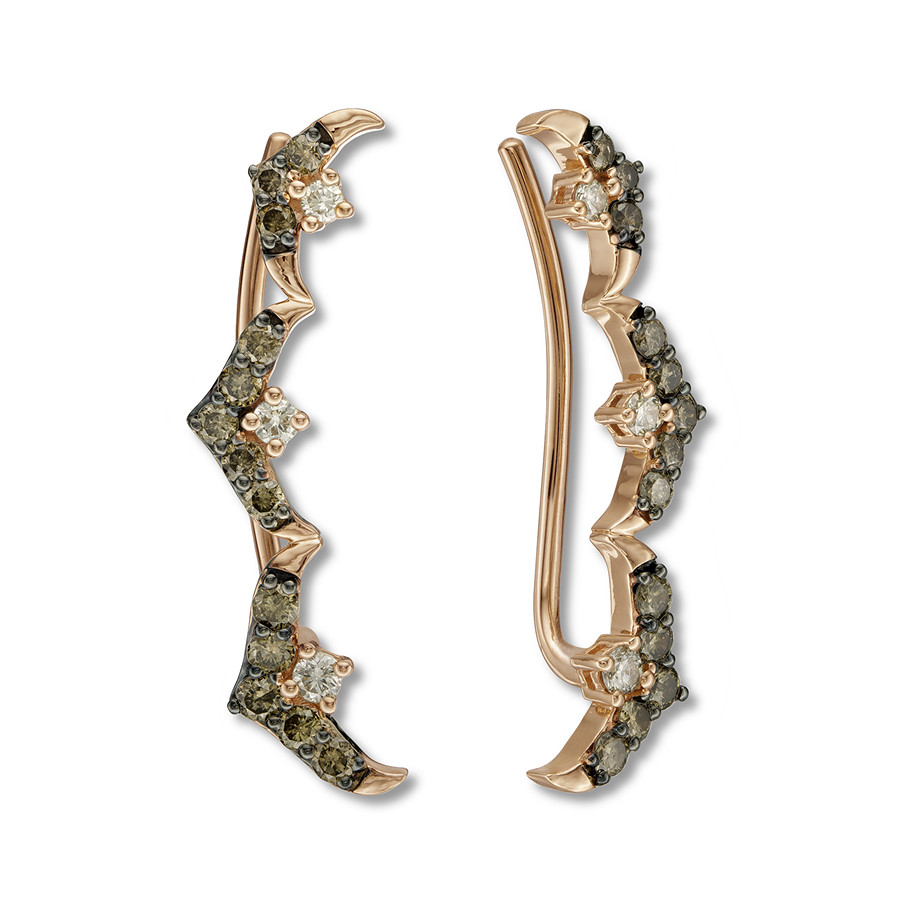Thumbnail Image 2 of Le Vian Chocolate & Nude Diamonds 1/2 ct tw 14K Strawberry Gold Climber Earrings