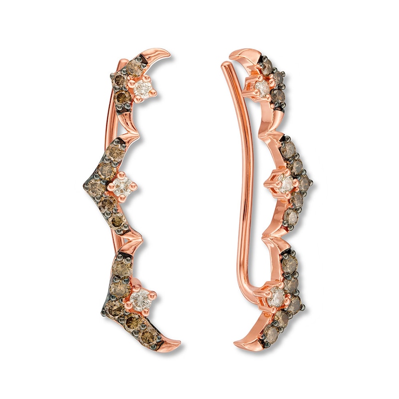 Main Image 2 of Le Vian Chocolate & Nude Diamonds 1/2 ct tw 14K Strawberry Gold Climber Earrings