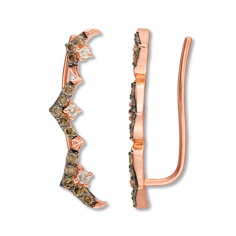 Main Image 3 of Le Vian Chocolate & Nude Diamonds 1/2 ct tw 14K Strawberry Gold Climber Earrings