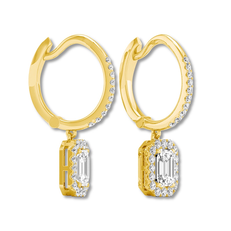 Diamond Drop Earrings 1-1/2 ct tw Emerald-cut 14K Yellow Gold