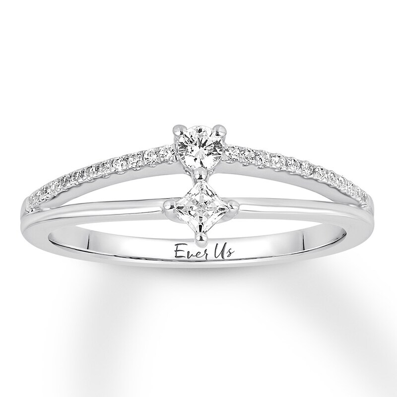 Ever Us Diamond Ring 1/4 ct tw Princess-cut/Round 10K Gold