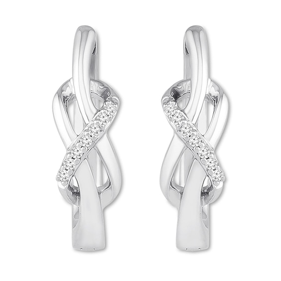 Diamond Knot Hoop Earrings 1/10 ct tw Round-cut Sterling Silver | Jared
