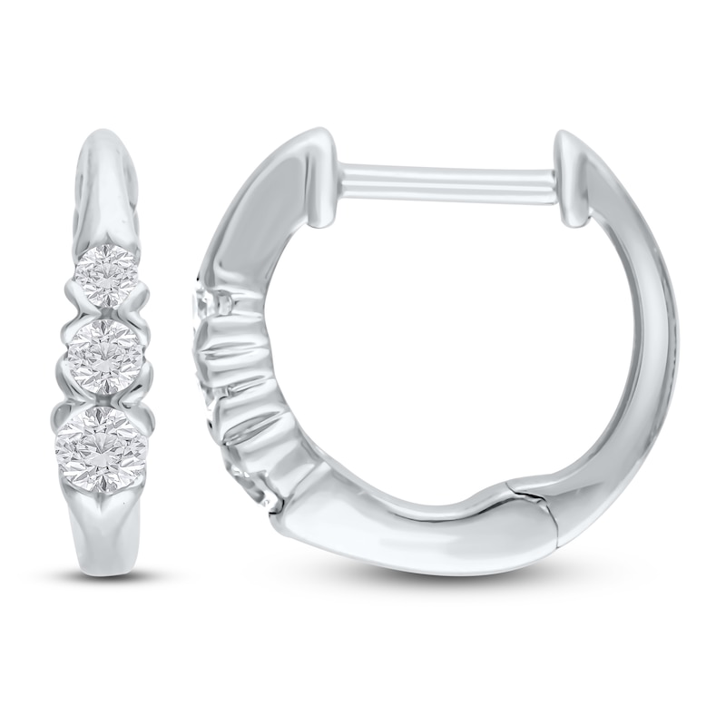 Main Image 1 of Diamond Hoop Earrings 1/4 carat tw Round 10K White Gold
