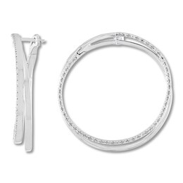 Diamond Crossover Hoop Earrings 1/4 carat tw Sterling Silver