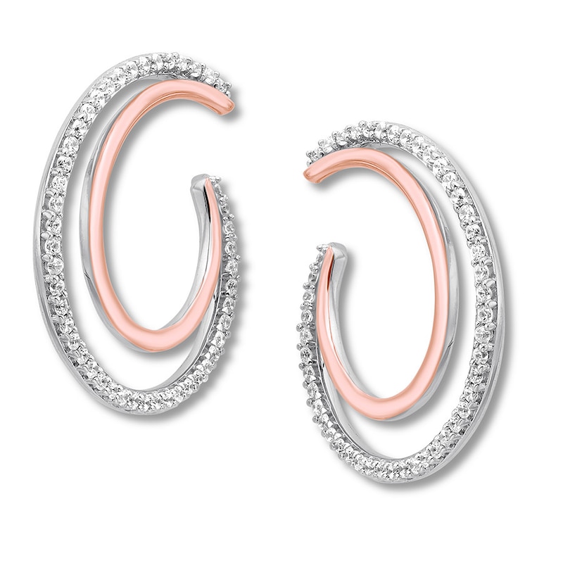 Diamond Hoop Earrings 1/2 carat tw Round 14K Two-Tone Gold