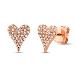 Shy Creation Heart Earrings 1/10 ct tw Diamonds 14K Rose Gold SC55006930