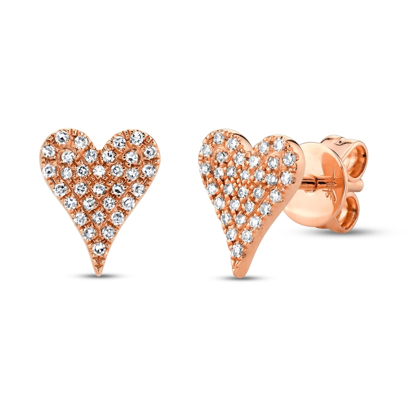 Shy Creation Heart Earrings 1/10 ct tw Diamonds 14K Rose Gold SC55006930