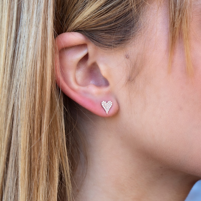 Main Image 3 of Shy Creation Heart Earrings 1/10 ct tw Diamonds 14K Rose Gold SC55006930