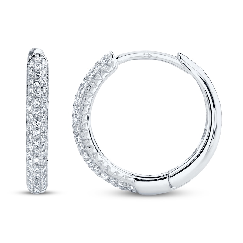 Main Image 2 of Shy Creation Hoop Earrings 1/5 ct tw Diamonds 14K White Gold SC55004581