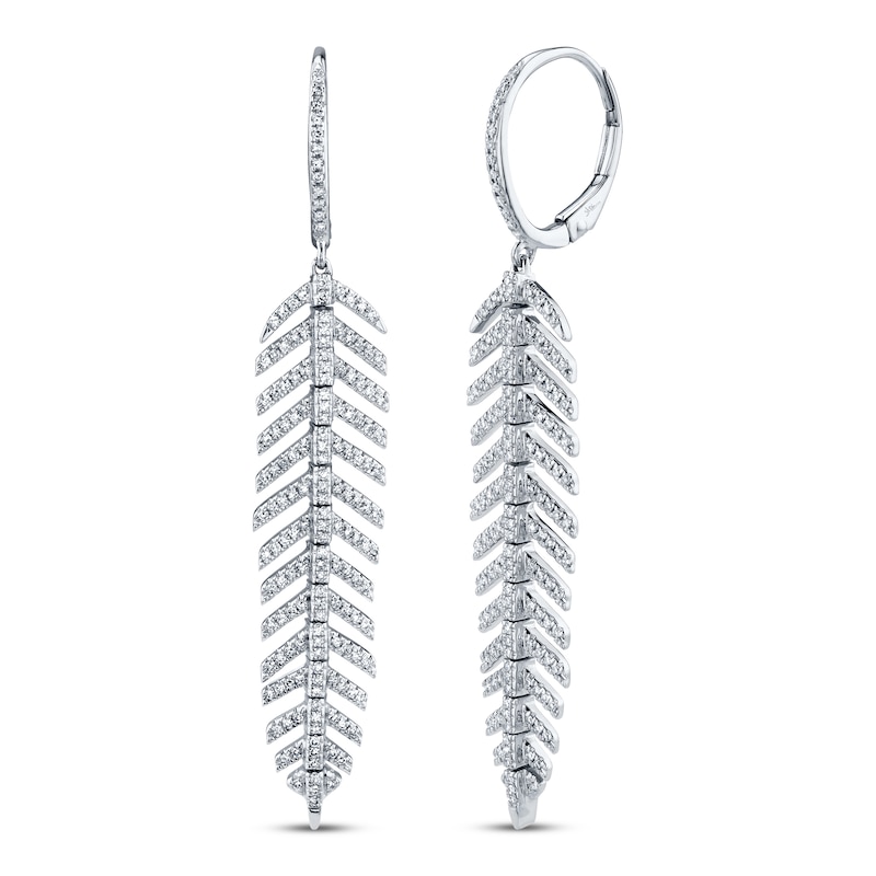 Shy Creation Feather Earrings 1/2 ct tw Diamonds 14K White Gold SC55004557V2