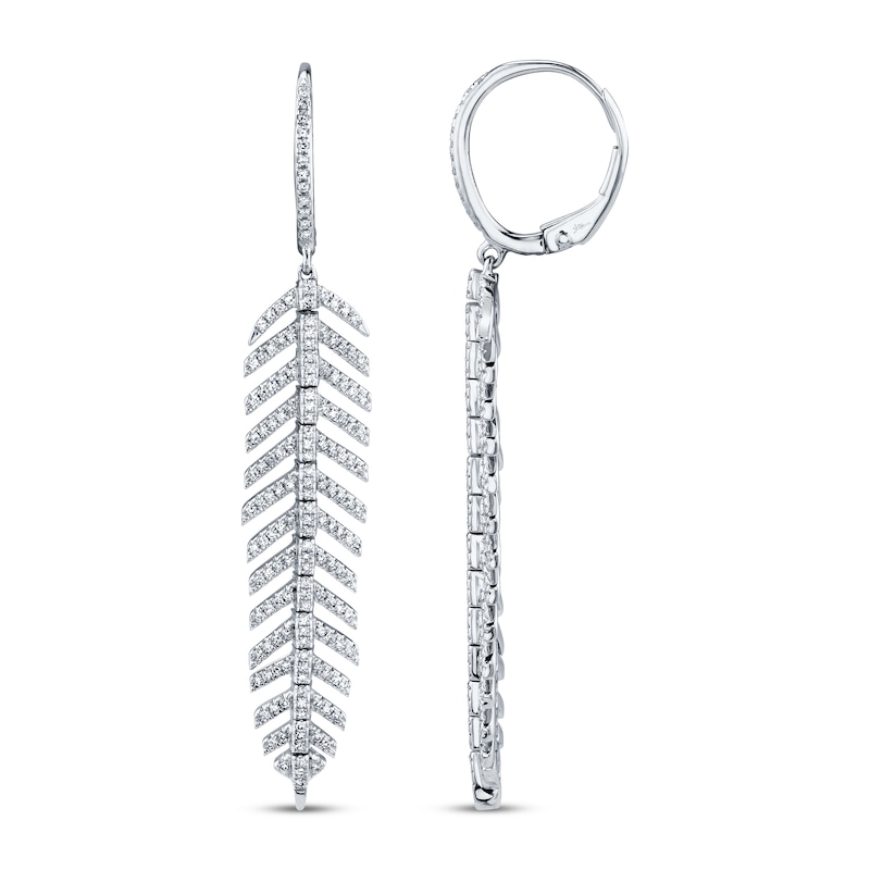 Main Image 2 of Shy Creation Feather Earrings 1/2 ct tw Diamonds 14K White Gold SC55004557V2