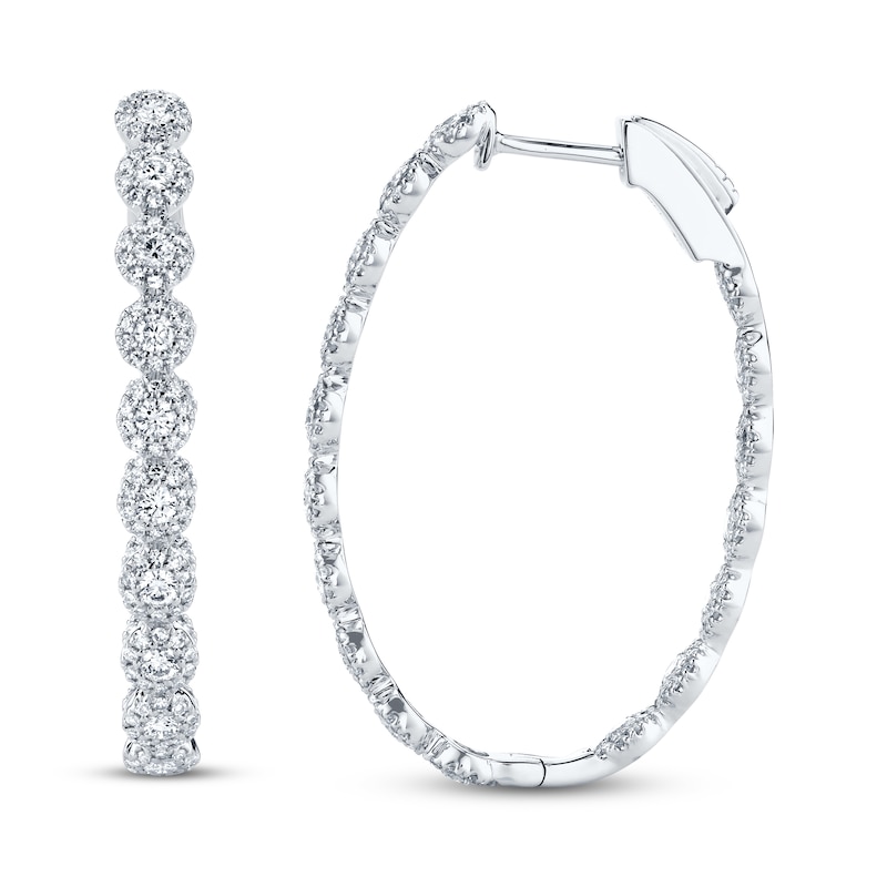 Shy Creation Diamond Hoop Earrings 2 ct tw 14K White Gold SC55003508