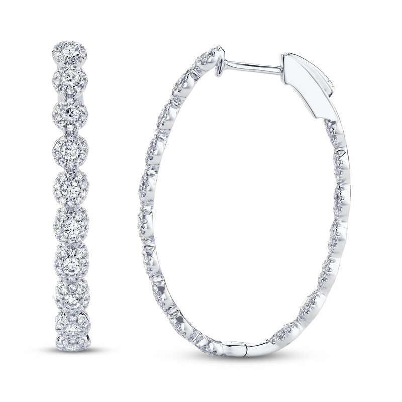 Shy Creation Diamond Hoop Earrings 2 ct tw 14K White Gold SC55003508