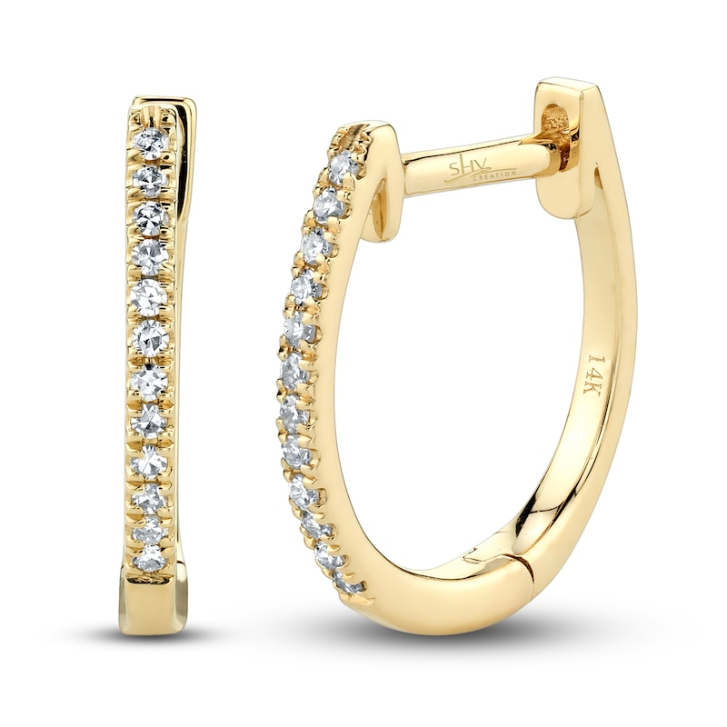 Main Image 1 of Shy Creation Hoop Earrings 1/20 ct tw Diamonds 14K Yellow Gold SC55001598