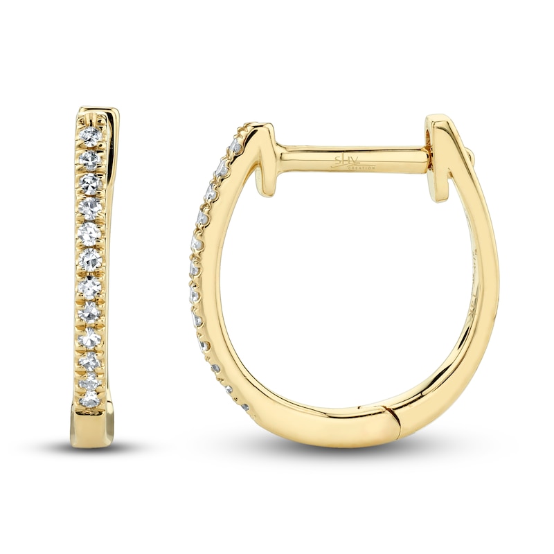 Shy Creation Hoop Earrings 1/20 ct tw Diamonds 14K Yellow Gold SC55001598