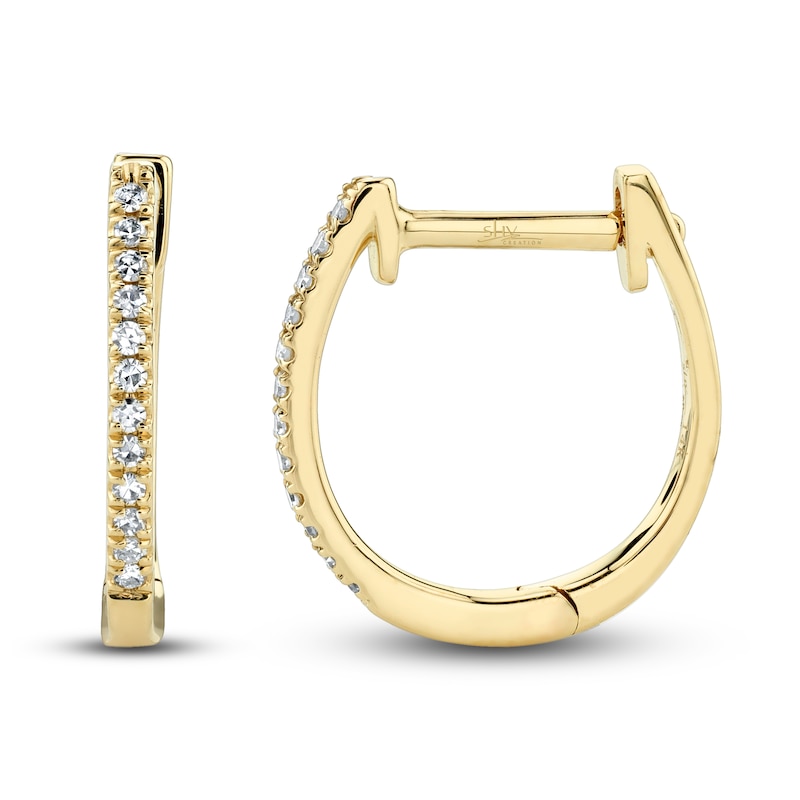 Main Image 2 of Shy Creation Hoop Earrings 1/20 ct tw Diamonds 14K Yellow Gold SC55001598