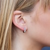 Thumbnail Image 2 of Shy Creation Sapphire Hoop Earrings 1/8 ct tw Diamonds 14K White Gold SC55002530
