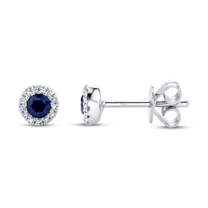 Shy Creation Sapphire Earrings 1/20 ct tw Diamonds 14K White Gold SC55002752