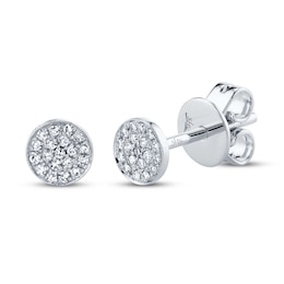 Shy Creation Stud Earrings 1/20 ct tw Diamonds 14K White Gold SC55001138