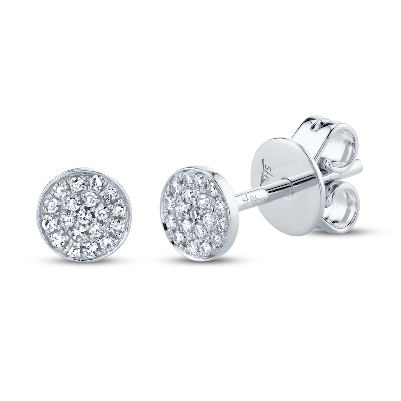 Shy Creation Stud Earrings 1/20 ct tw Diamonds 14K White Gold SC55001138