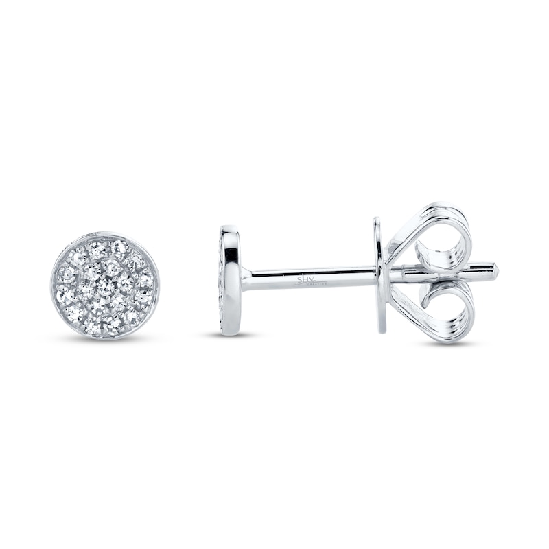 Shy Creation Stud Earrings 1/20 ct tw Diamonds 14K White Gold SC55001138