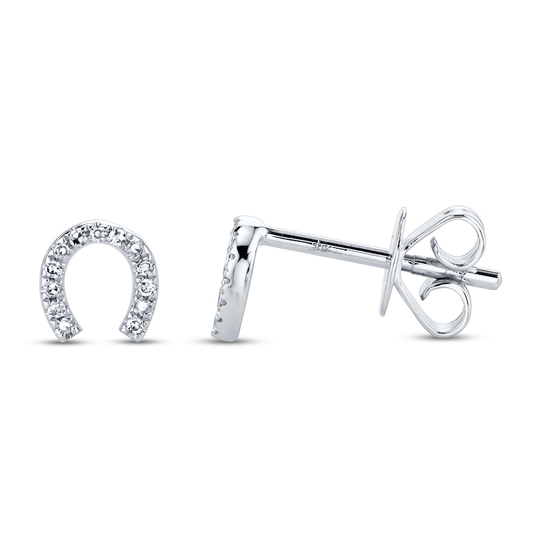 Shy Creation Horseshoe Earrings Diamond Accents 14K White Gold SC55002889