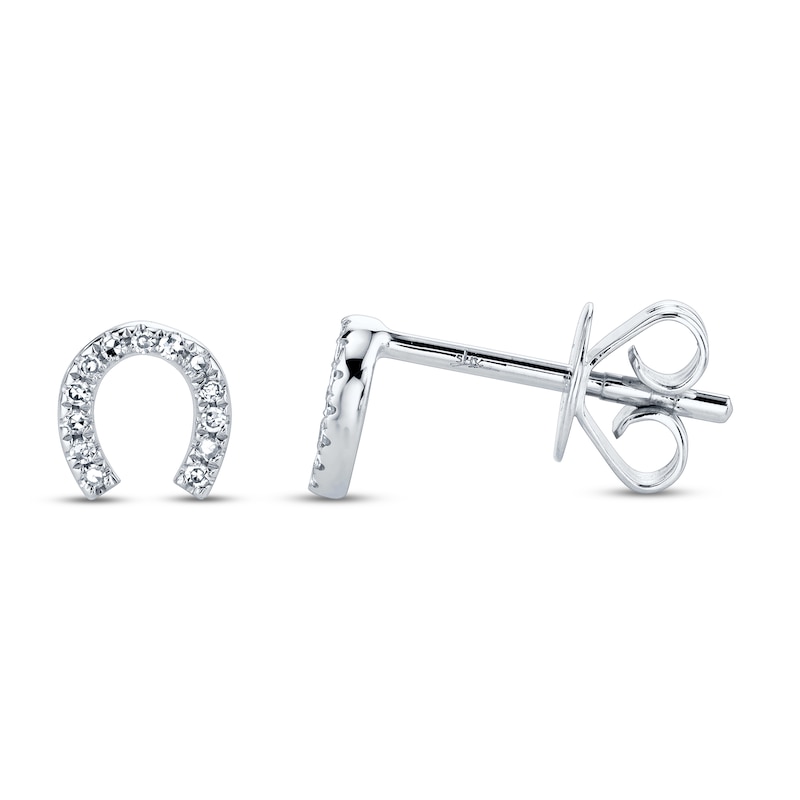 Main Image 2 of Shy Creation Horseshoe Earrings Diamond Accents 14K White Gold SC55002889