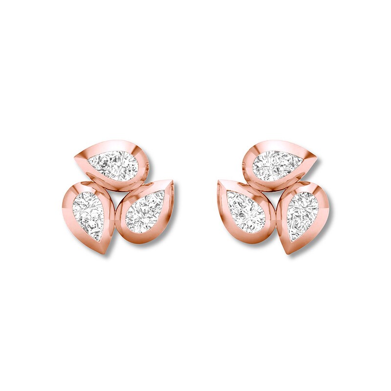 Diamond Stud Earrings 1/4 ct tw Bezel-set 10K Rose Gold