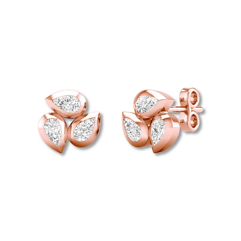 Diamond Stud Earrings 1/4 ct tw Bezel-set 10K Rose Gold