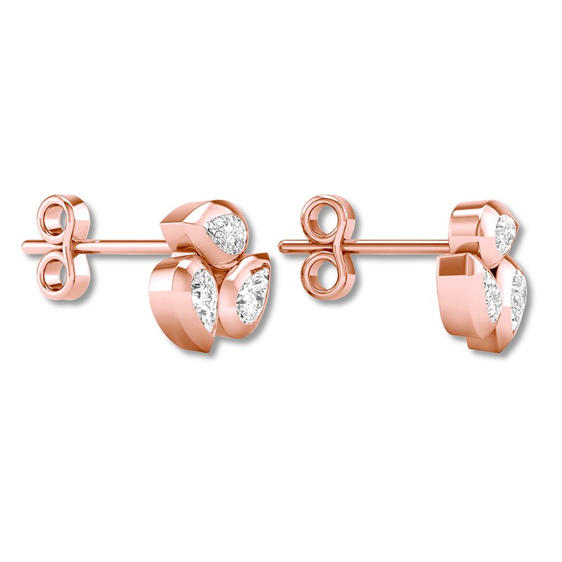 Diamond Stud Earrings 1/4 ct tw Bezel-set 10K Rose Gold