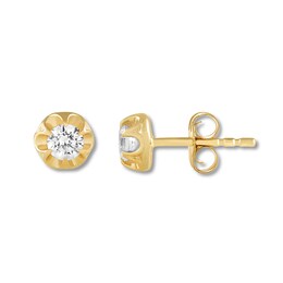 Diamond Solitaire Earrings 3/8 carat tw Round 10K Yellow Gold
