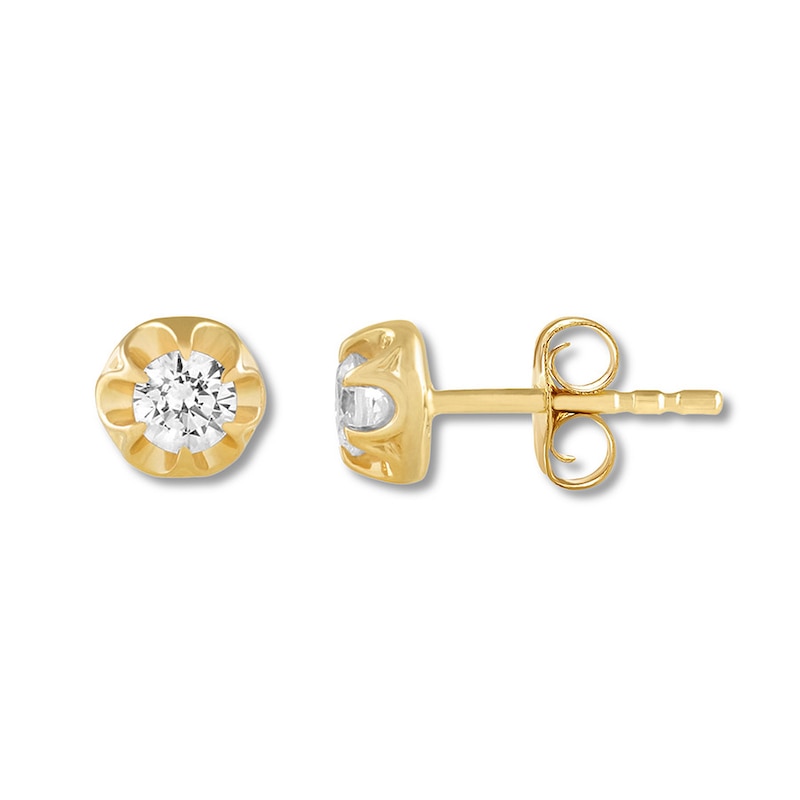 Main Image 1 of Diamond Solitaire Earrings 3/8 carat tw Round 10K Yellow Gold