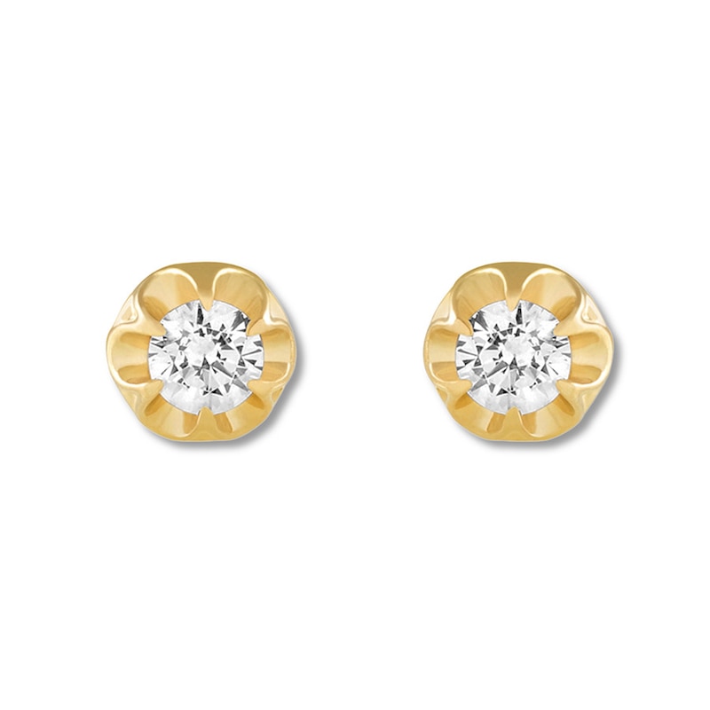 Main Image 2 of Diamond Solitaire Earrings 3/8 carat tw Round 10K Yellow Gold