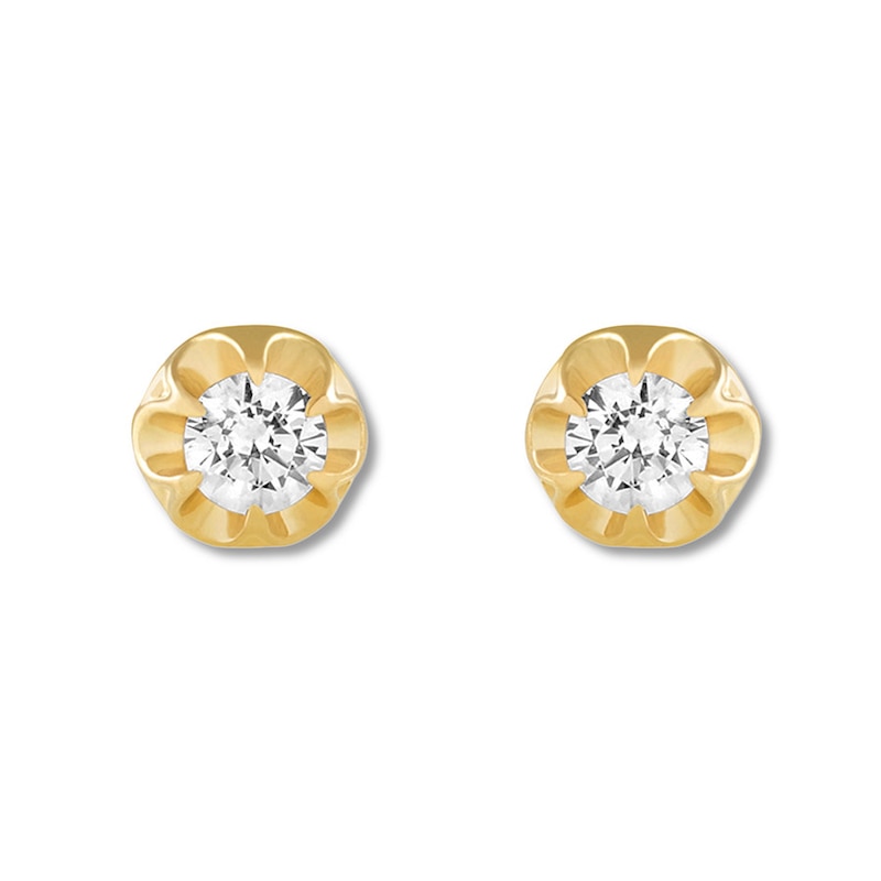 Diamond Solitaire Earrings 3/8 carat tw Round 10K Yellow Gold