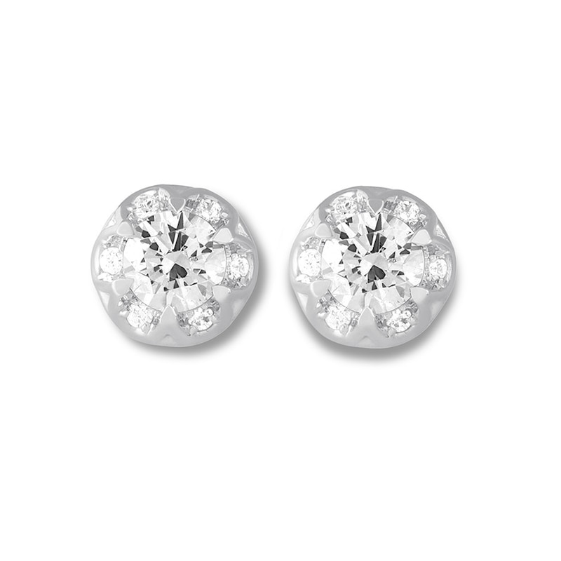 Diamond Stud Earrings 1 Carat Tw Round 14k White Gold Diamond