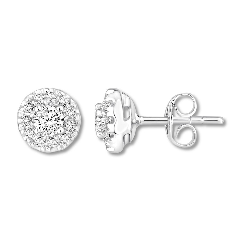 Diamond Earrings 1/2 ct tw Round 18K White Gold