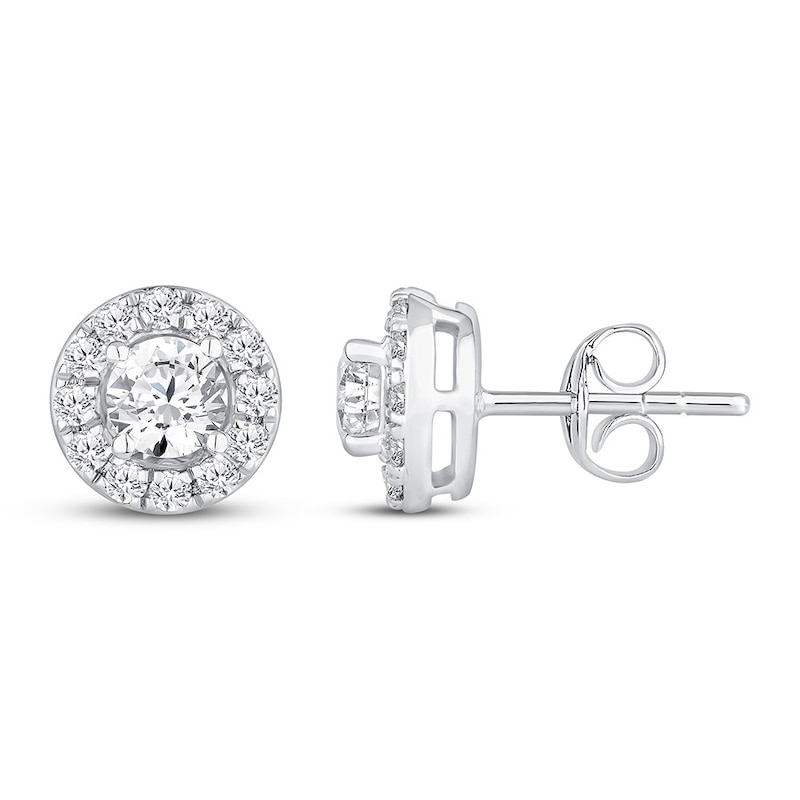 Diamond Stud Earrings 1 ct tw Round 18K White Gold